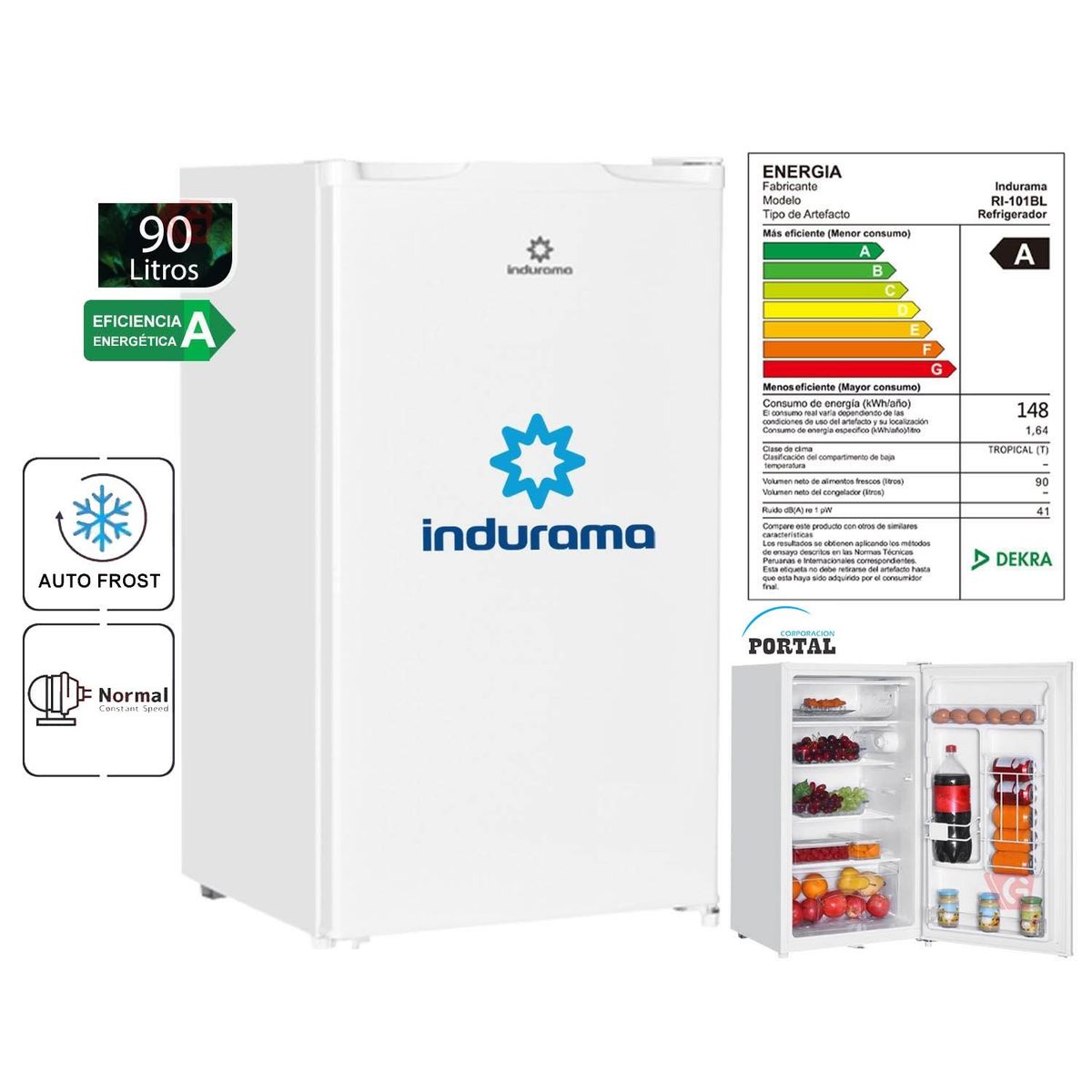 INDURAMA - Frigobar Indurama 90L Defrost RI-101BL Blanco