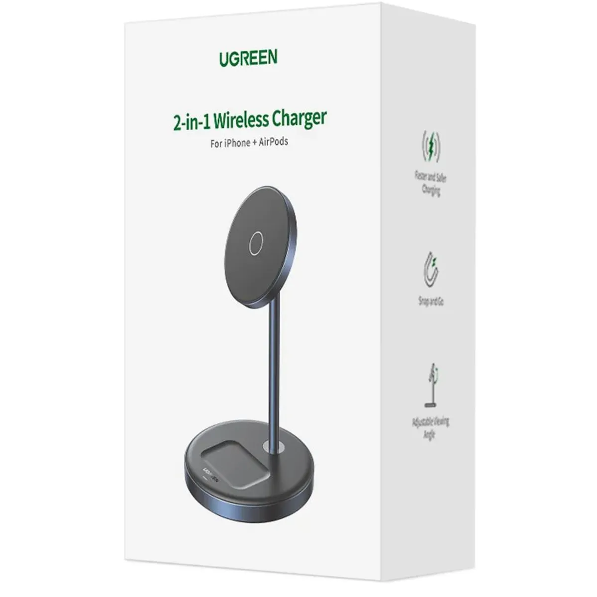 UGREEN - Cargador Inalambrico Magnetico 2 en 1, 20W, iPhone o AirPods - UGREEN