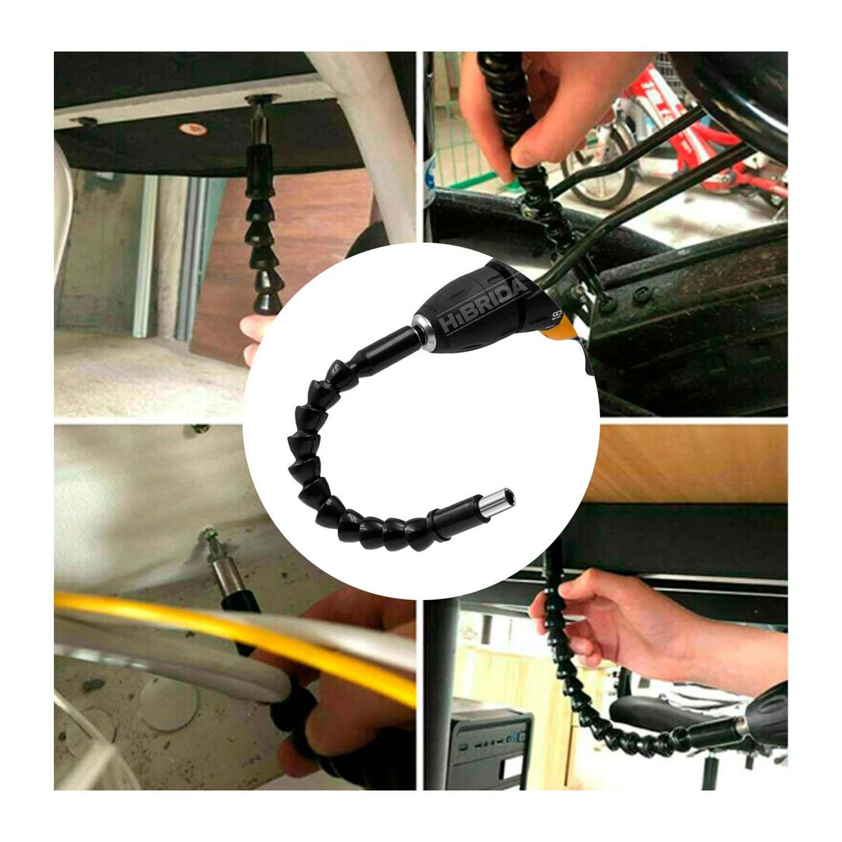 GENERICO - EXTENSOR FLEXIBLE PARA TALADRO MÁS ADAPTADOR Y DADOS - HBRD-FULL-SET