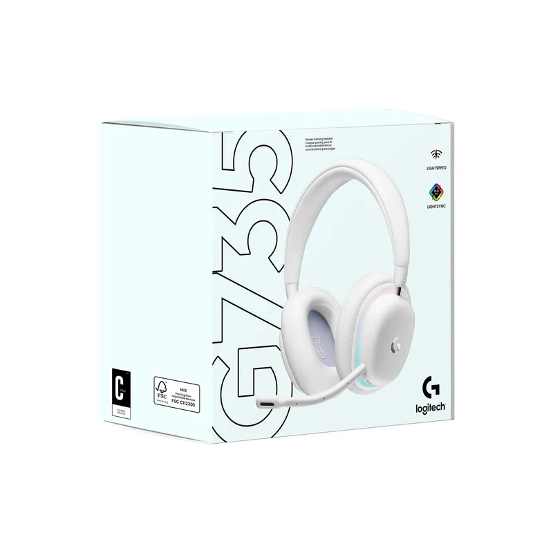 LOGITECH - Audifono Gamer CMicrof Logitech G735 Bluetooh Rgb White Aurora