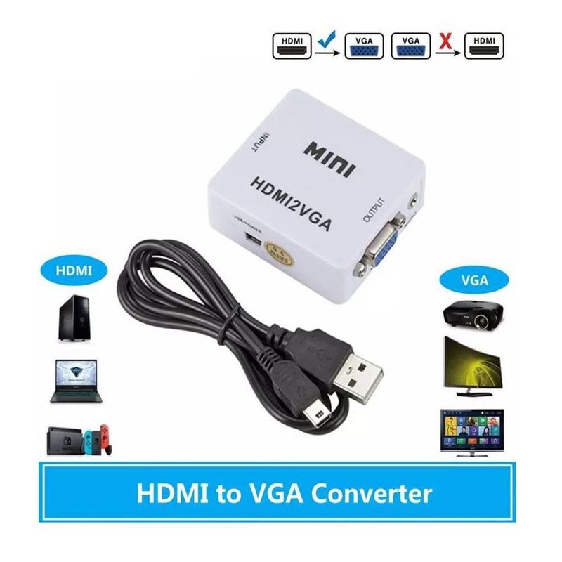GENERICO - Conversor Convertidor Adaptador Hdmi A Vga Audio Cable Usb