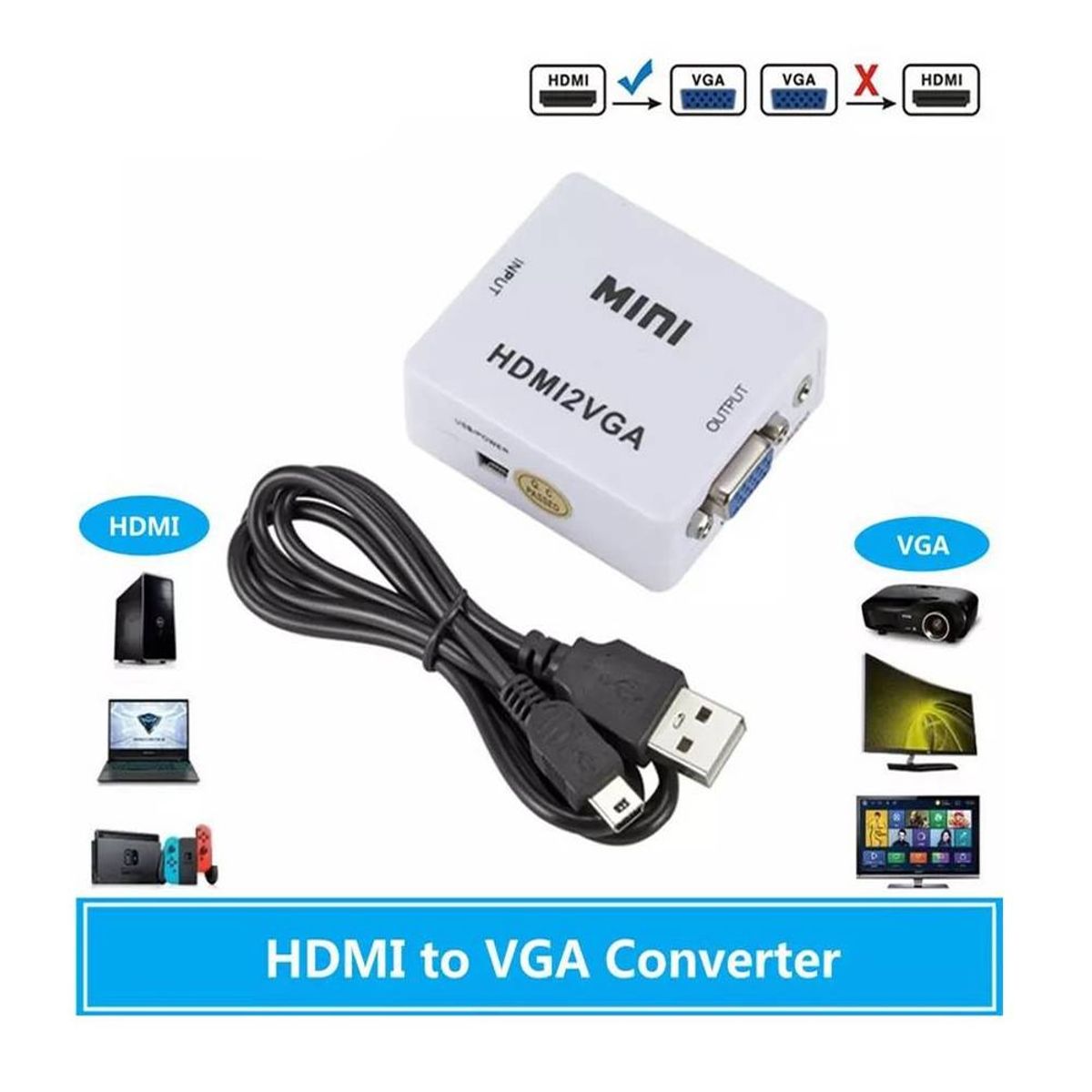 GENERICO - CONVERSOR ADAPTADOR HDMI A VGA