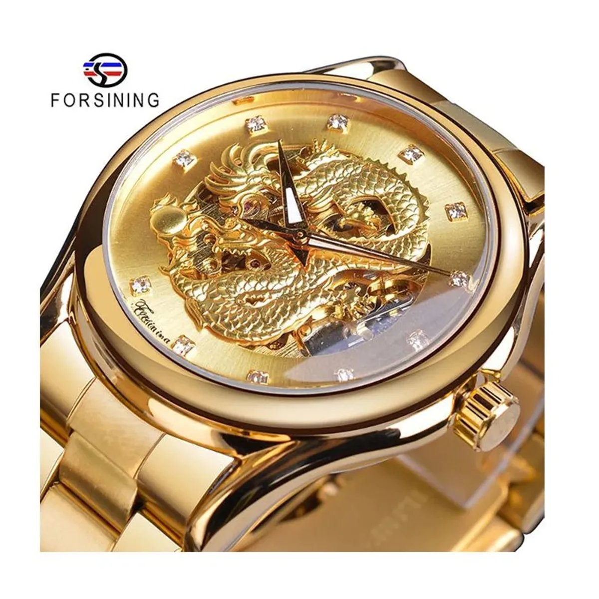 FORSINING - FORSINING RELOJ DRAGÓN DE LUJO PARA HOMBRE DORADO