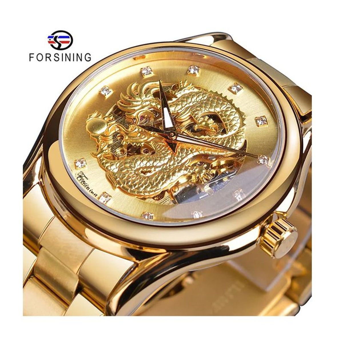 FORSINING - FORSINING RELOJ DRAGÓN DE LUJO PARA HOMBRE DORADO