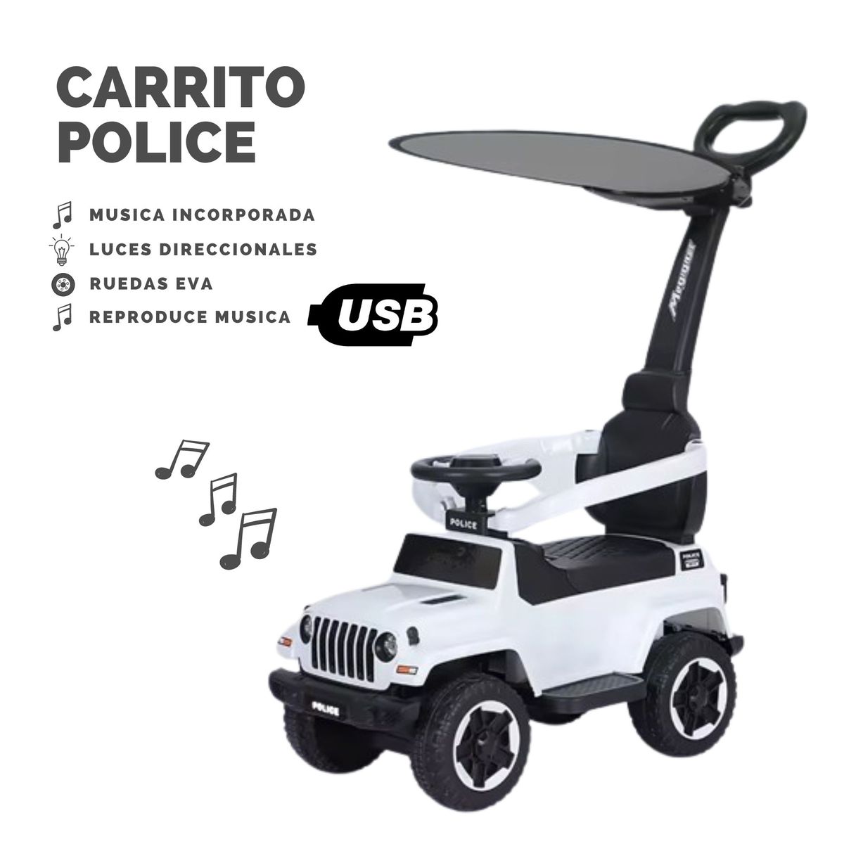 GENERICO - Carro de Juguete de Arrastre Police para niño