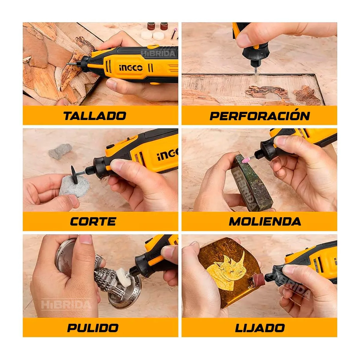 INGCO TOOLS - MINI GRINDER 130W MULTIPROPÓSITO  ASPIRADORA INALÁMBRICA - COMBO