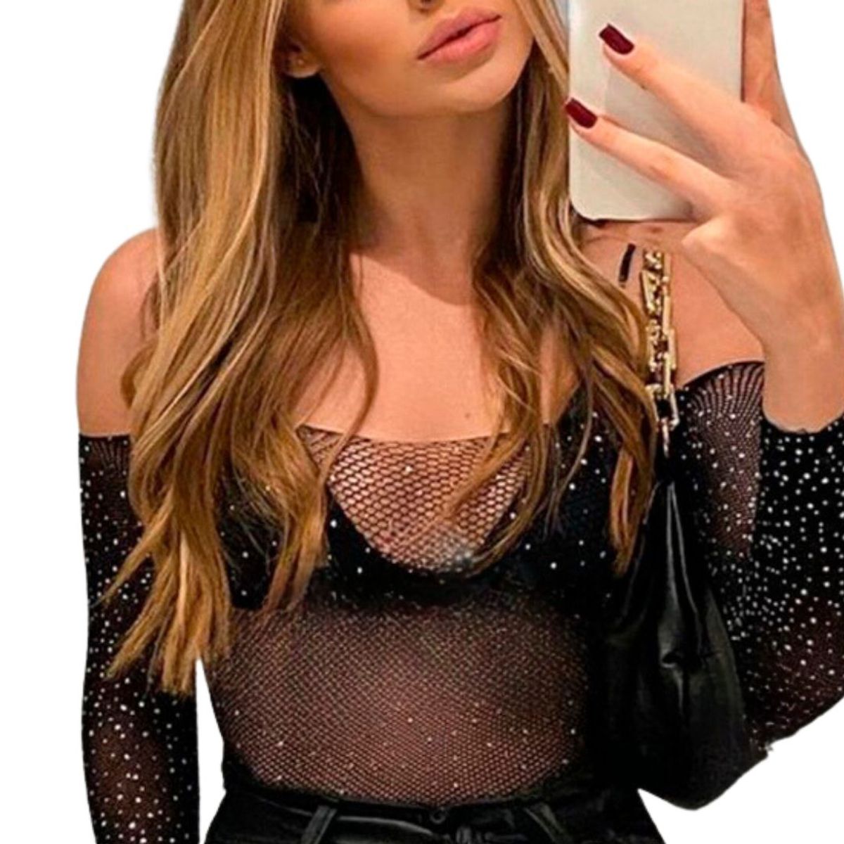 GENERICO - Body  Millet Malla Transparente con brillos