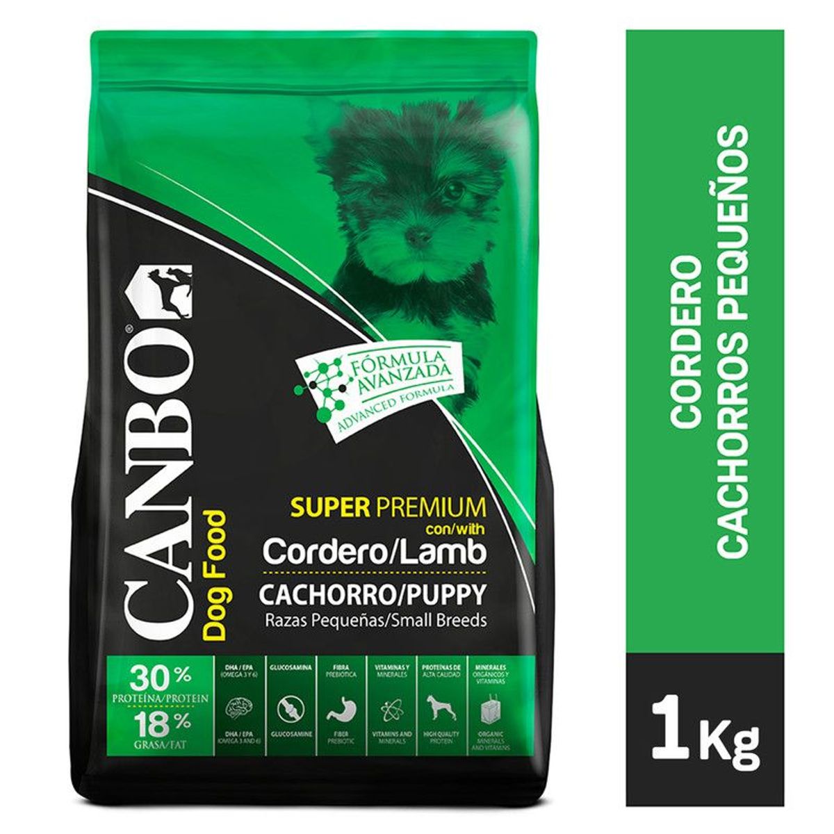 CANBO - CANBO PERROS CACHORROS 1 KG - RAZA PEQUEÑA - CORDERO (VERDE)