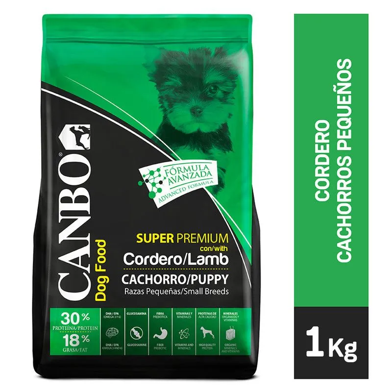CANBO - CANBO PERROS CACHORROS 1 KG - RAZA PEQUEÑA - CORDERO (VERDE)