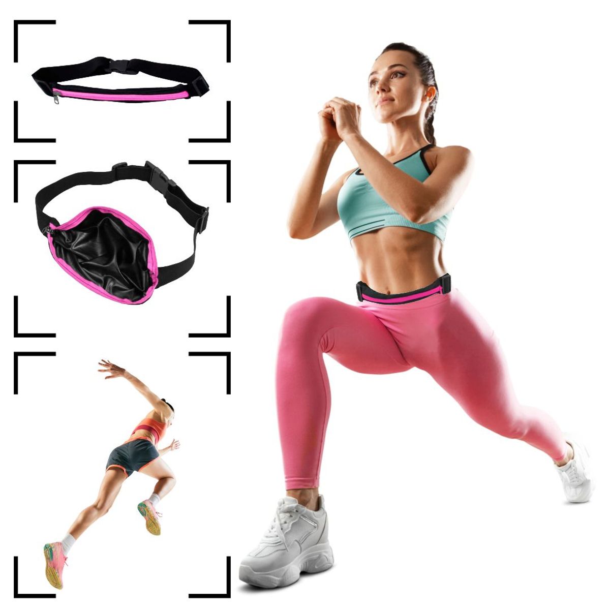 TODO FIT - Canguro Delgado Antirrobo Negro con Rosado Modelo Pequeño