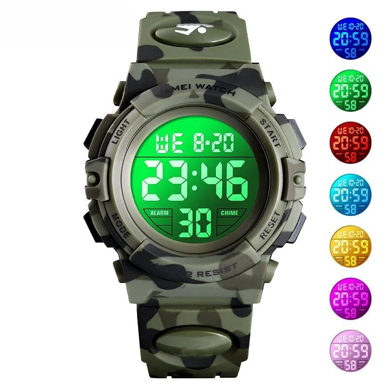 SKMEI - Reloj Skmei 1548 Verde Camuflado con luces