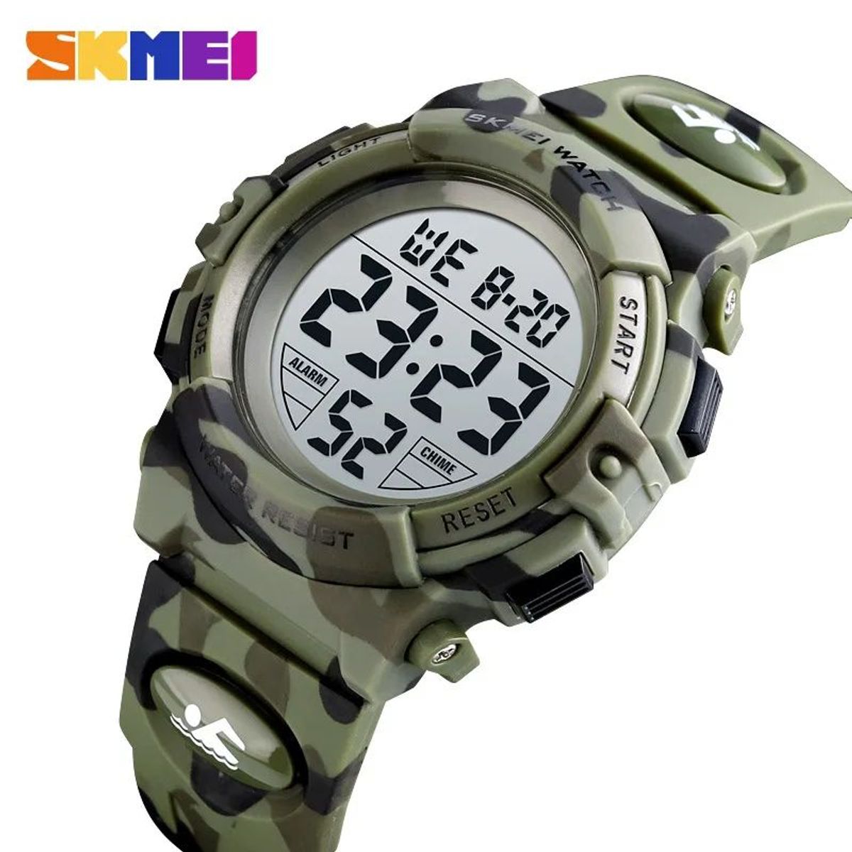 SKMEI - Reloj Skmei 1548 Verde Camuflado con luces