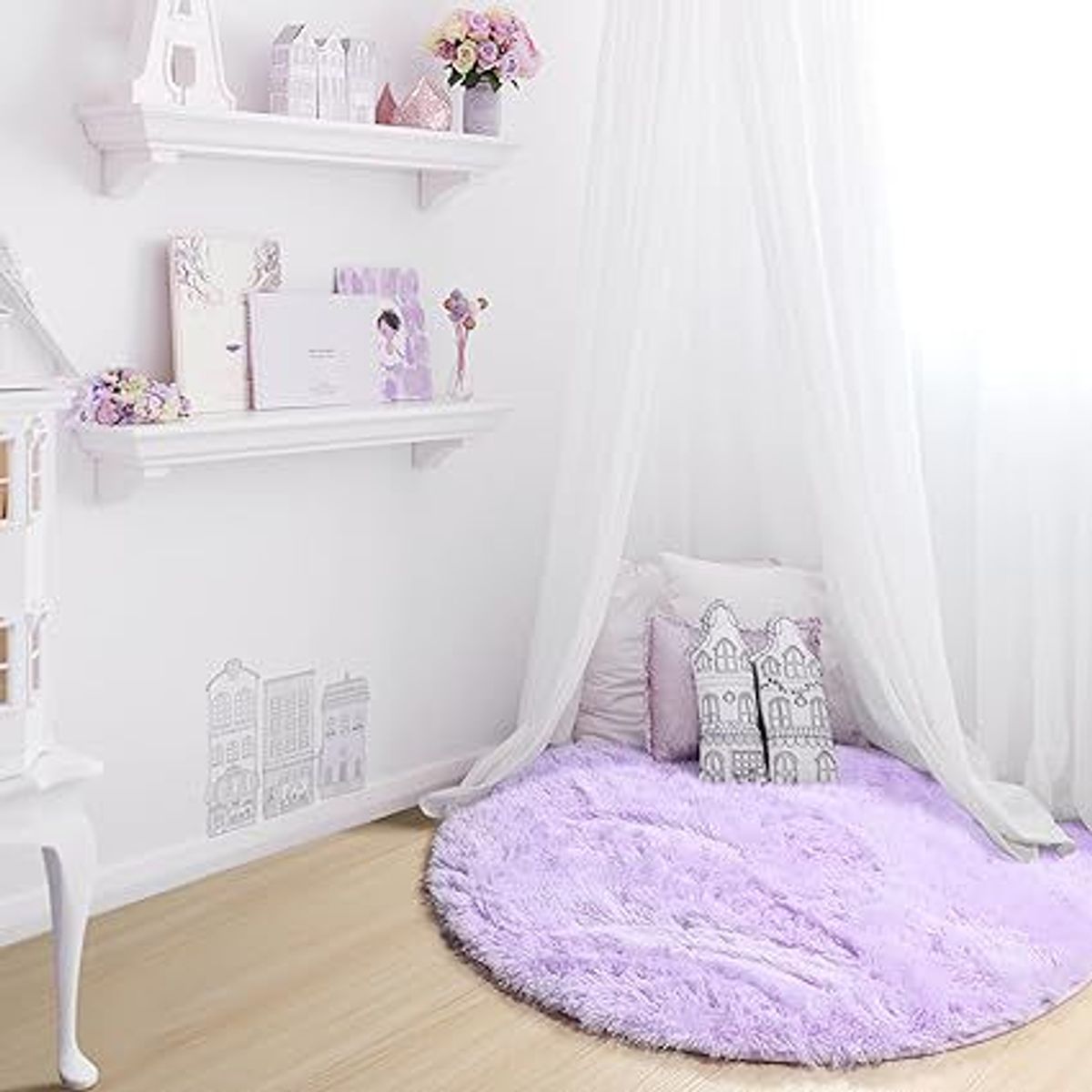 GENERICO - alfombra circular 1,50 de diametro color lila