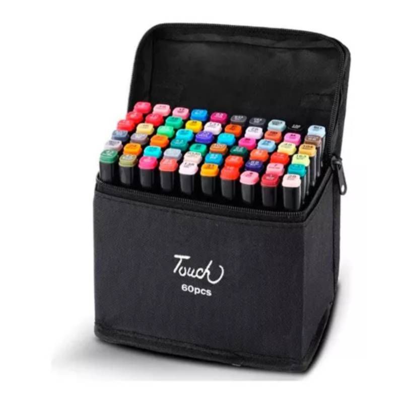 GENERICO - Set de 80 Plumones Marcadores Doble Punta con Estuche Arte