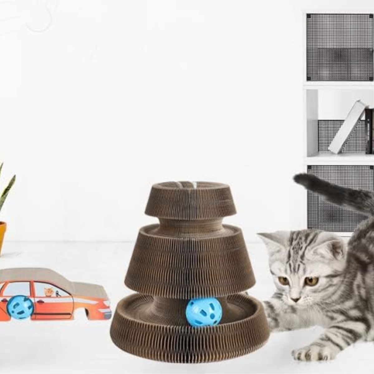 GENERICO - RASCADOR PARA GATOS FORMA DE CARRITO.