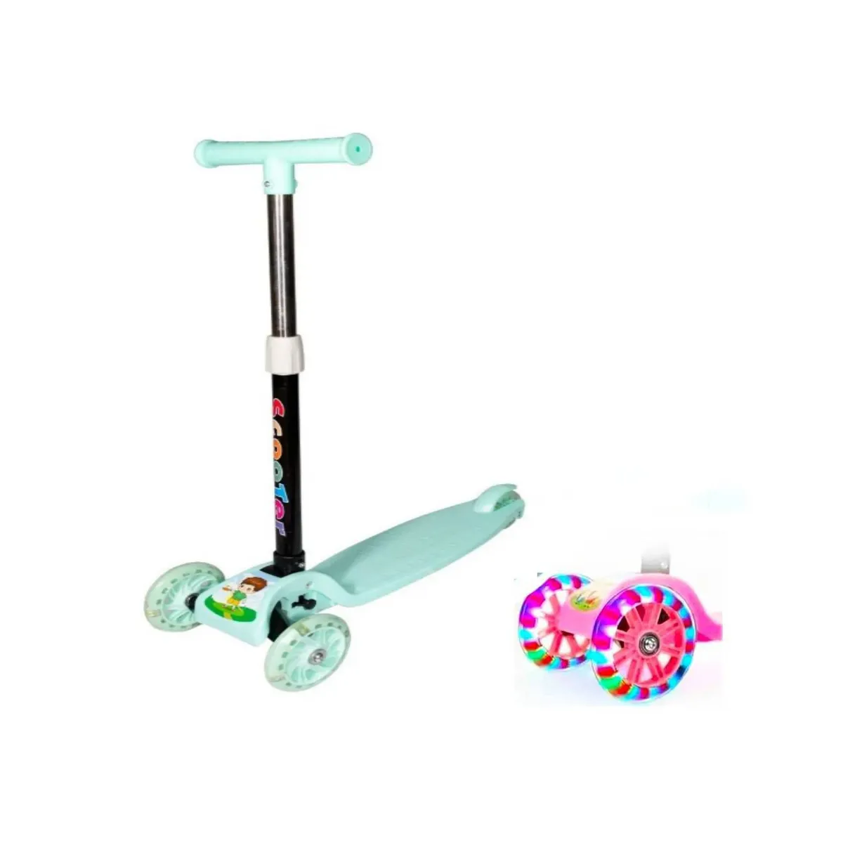 GENERICO - Scooter Plegable Para Niños Con Luces Verde