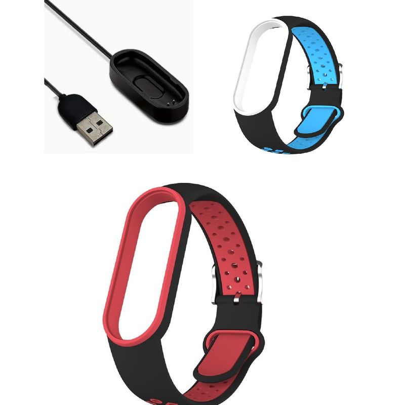 GENERICO - Correa Silicona con hebilla x 2 + cargador Xiaomi Mi Band 4