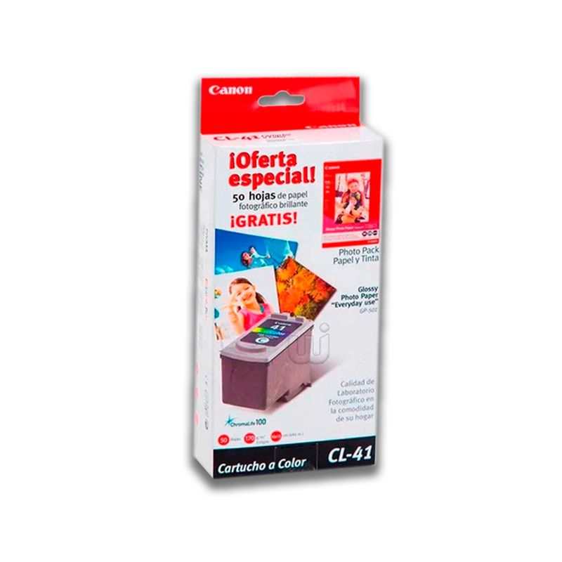 CANON - TINTA CANON CL-41 + PAPEL FOTOGRAFICO CANON 50 UNIDADES P/N:0617B013AA