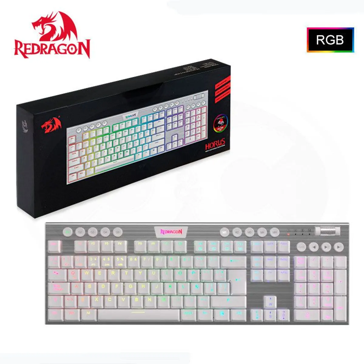 REDRAGON - Teclado Redragon HORUS FS K618W-RGB-SP WIRELESS BLANCO