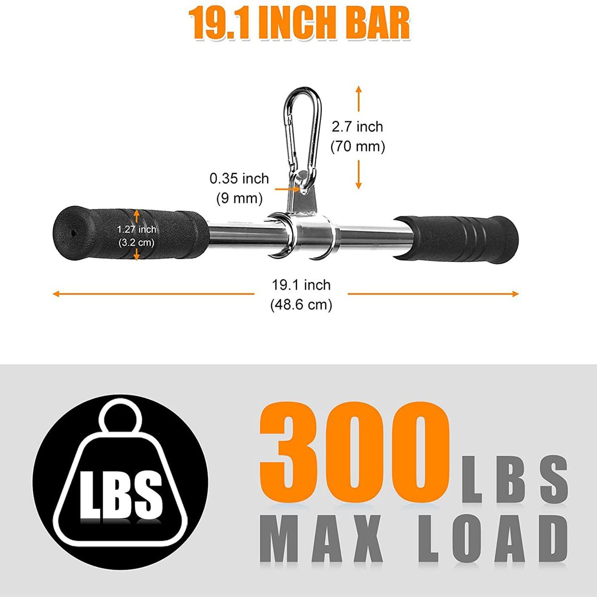 ALPHA GYM - Barra recta para polea barra para polea de tríceps y bíceps