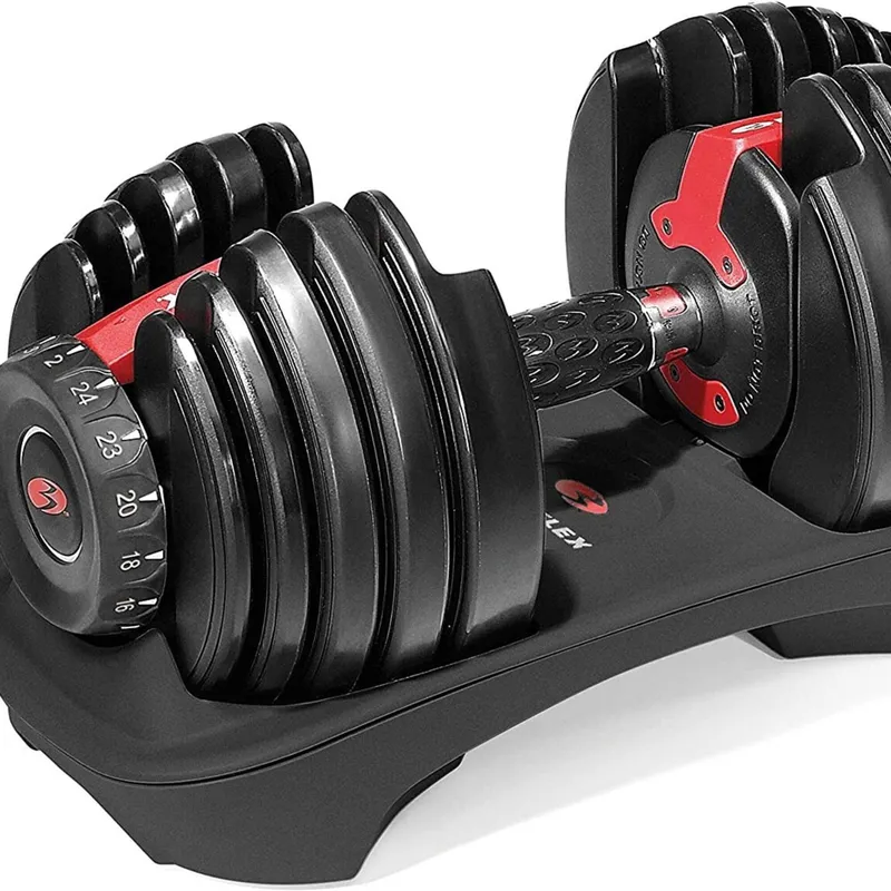 ALPHA GYM - Dumbells Par de Mancuernas Ajustable 5 – 48 kg Pesas Prensa