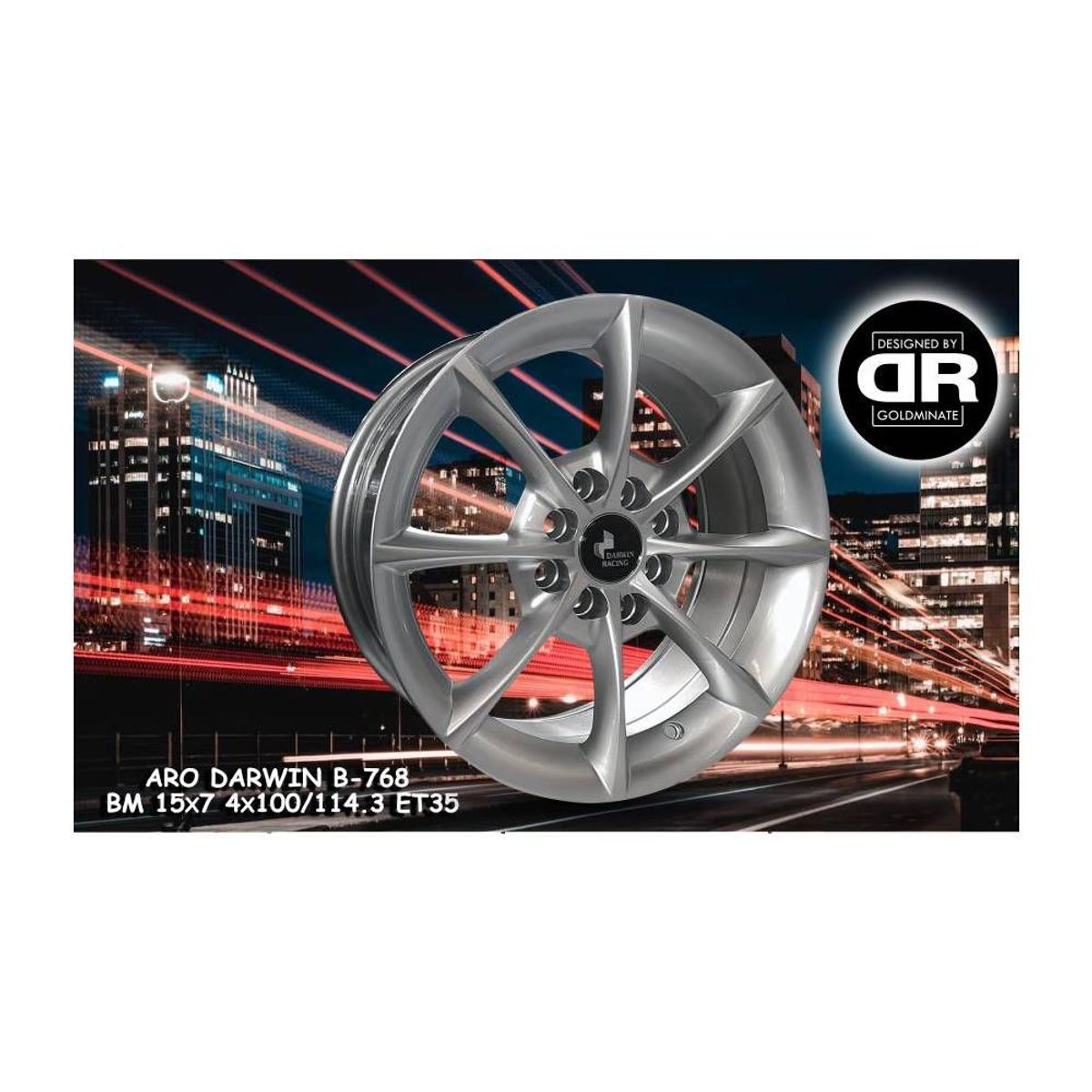 DARWIN RACING - Juego de 4 Aros B-768 HS 15x7,0 4x100/114,3 ET35