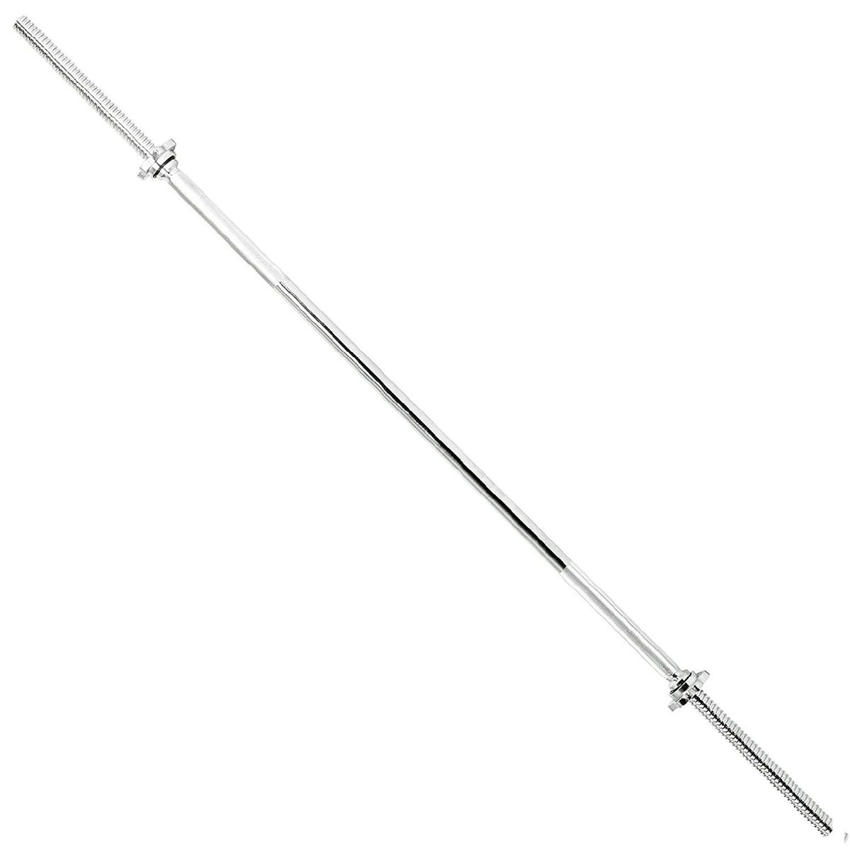 ALPHA GYM - Barra recta para pesas de 150cm + 2 seguros importados cromados