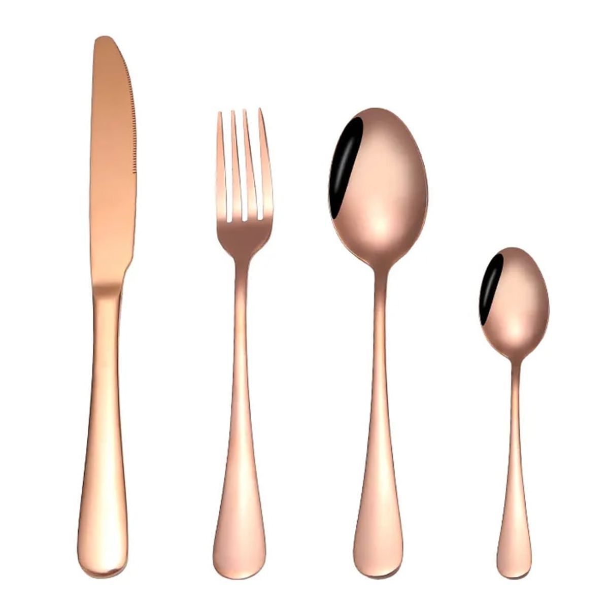 GENERICO - Set de Cubiertos acero inoxidable 304 Bronce 4 piezas pulido espejo