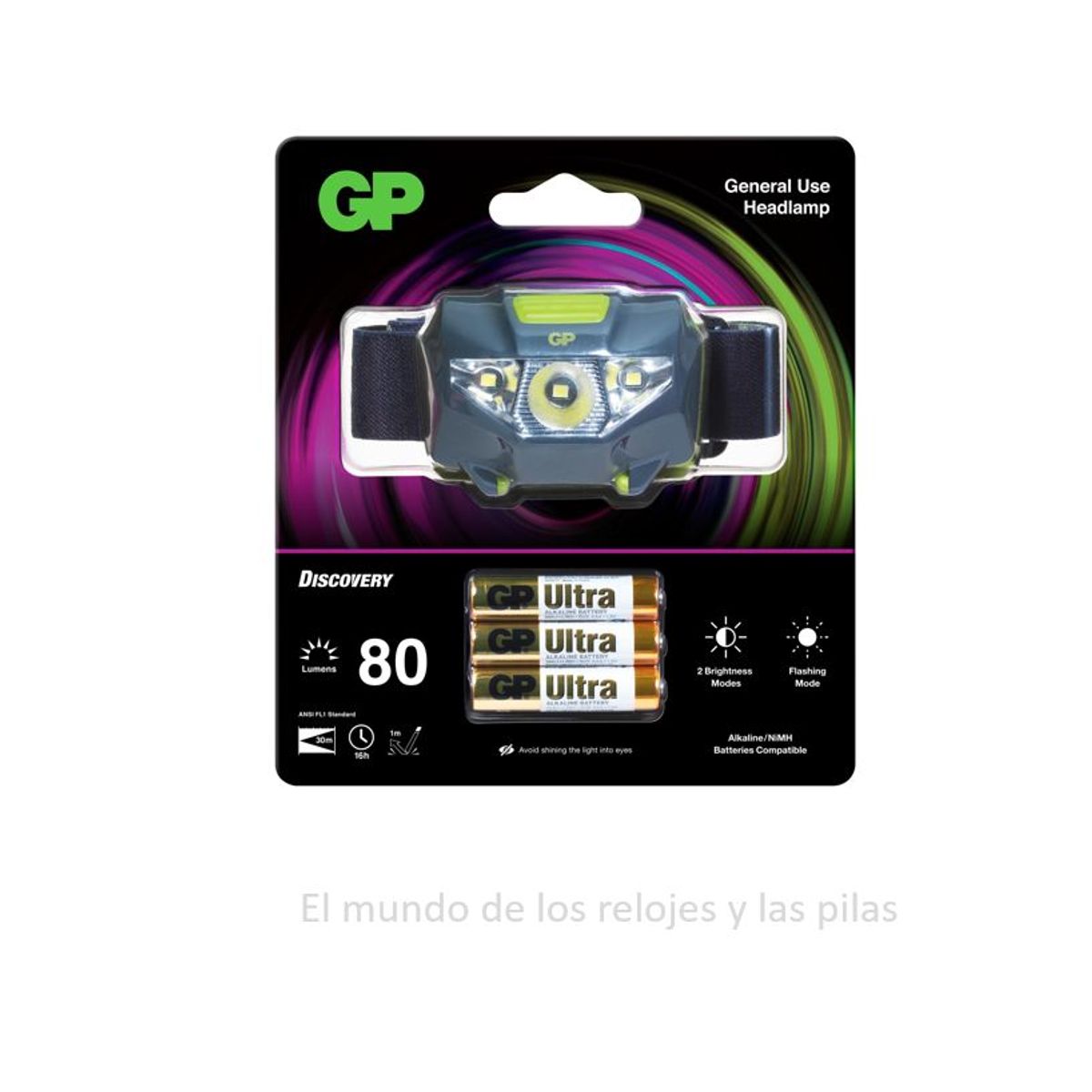 GP BATTERIES - LINTERNA DE CABEZA GP CH32 80LM LED + 3 PILAS AAA