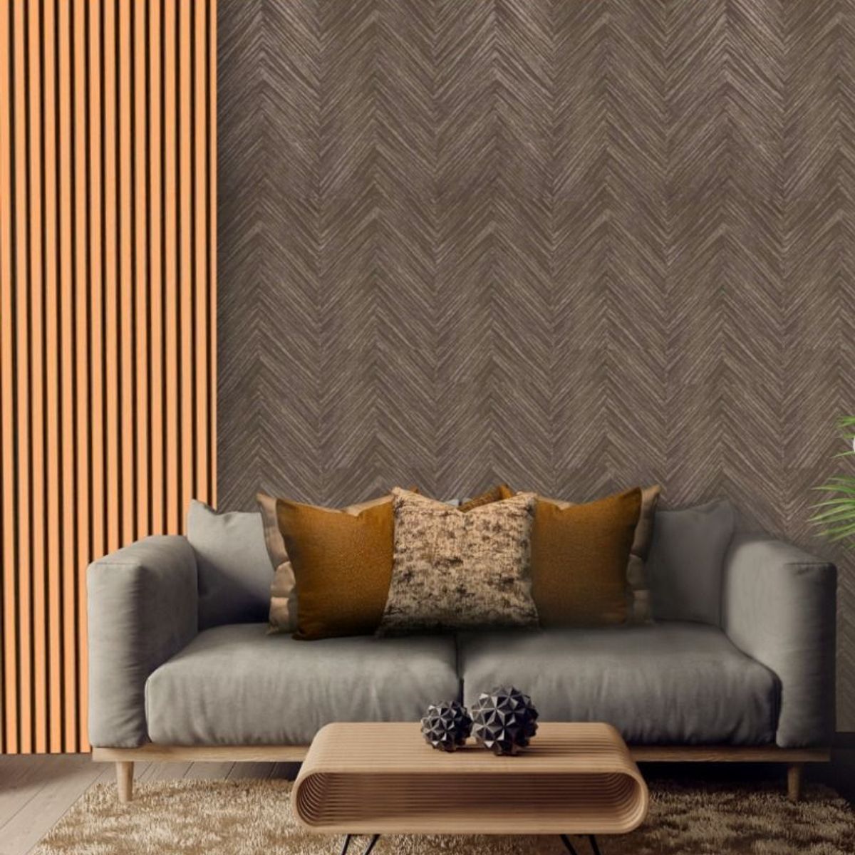 GENERICO - PAPEL TAPIZ ZIG ZAG OSCURO 0.53 X 10 M PARA PARED