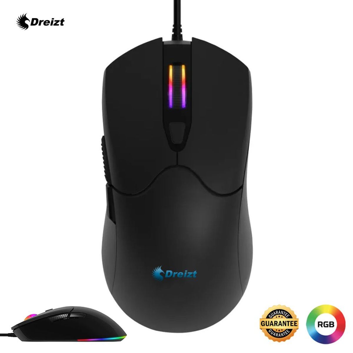 DREIZT - Mouse Gamer Dreizt RGB Mate GR270037 12,800 dpi Negro