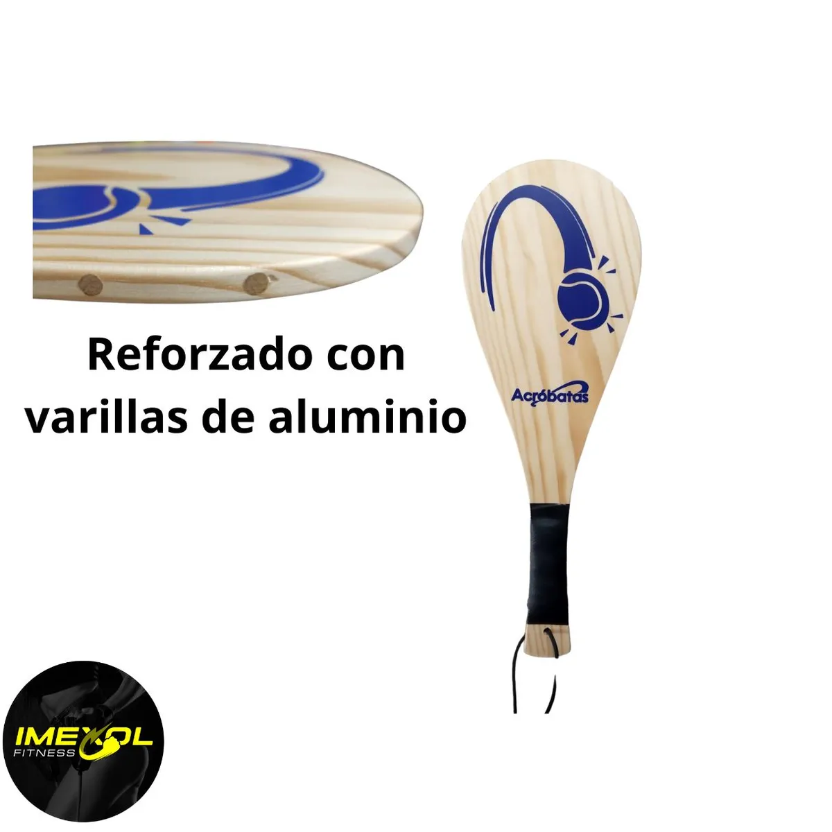 GENERICO - Dos Raquetas Frontón Liviana reforzada + 3 pelotas frontón