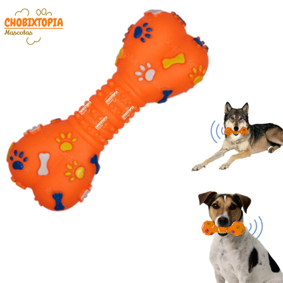 GENERICO - JUGUETE PARA MASCOTA PERRO HUESO ANARANJADO