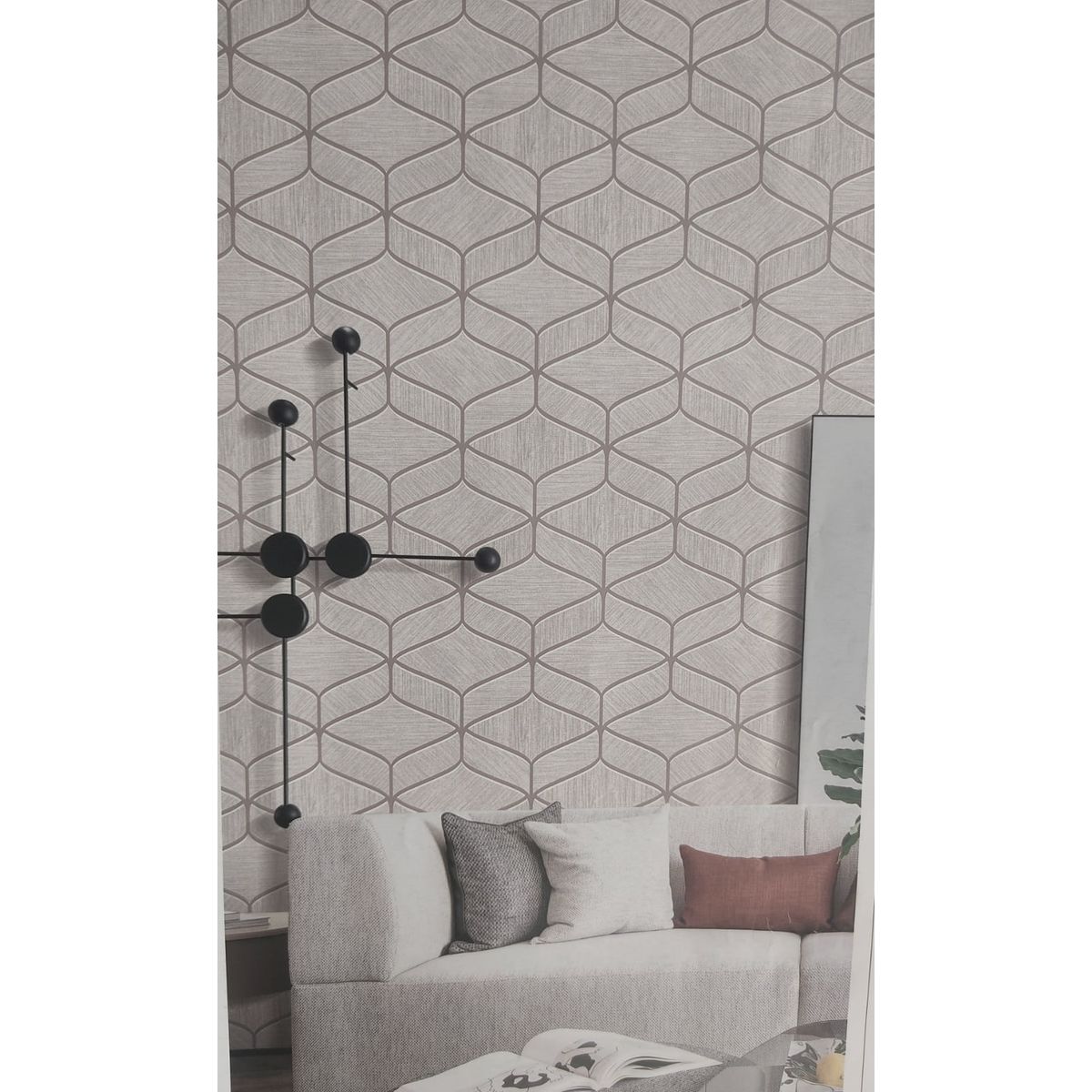 GENERICO - PAPEL TAPIZ PATRON GEOMETRICO GRIS FORMATO 0.53 CM X 10.00 M PARA PARED D 55