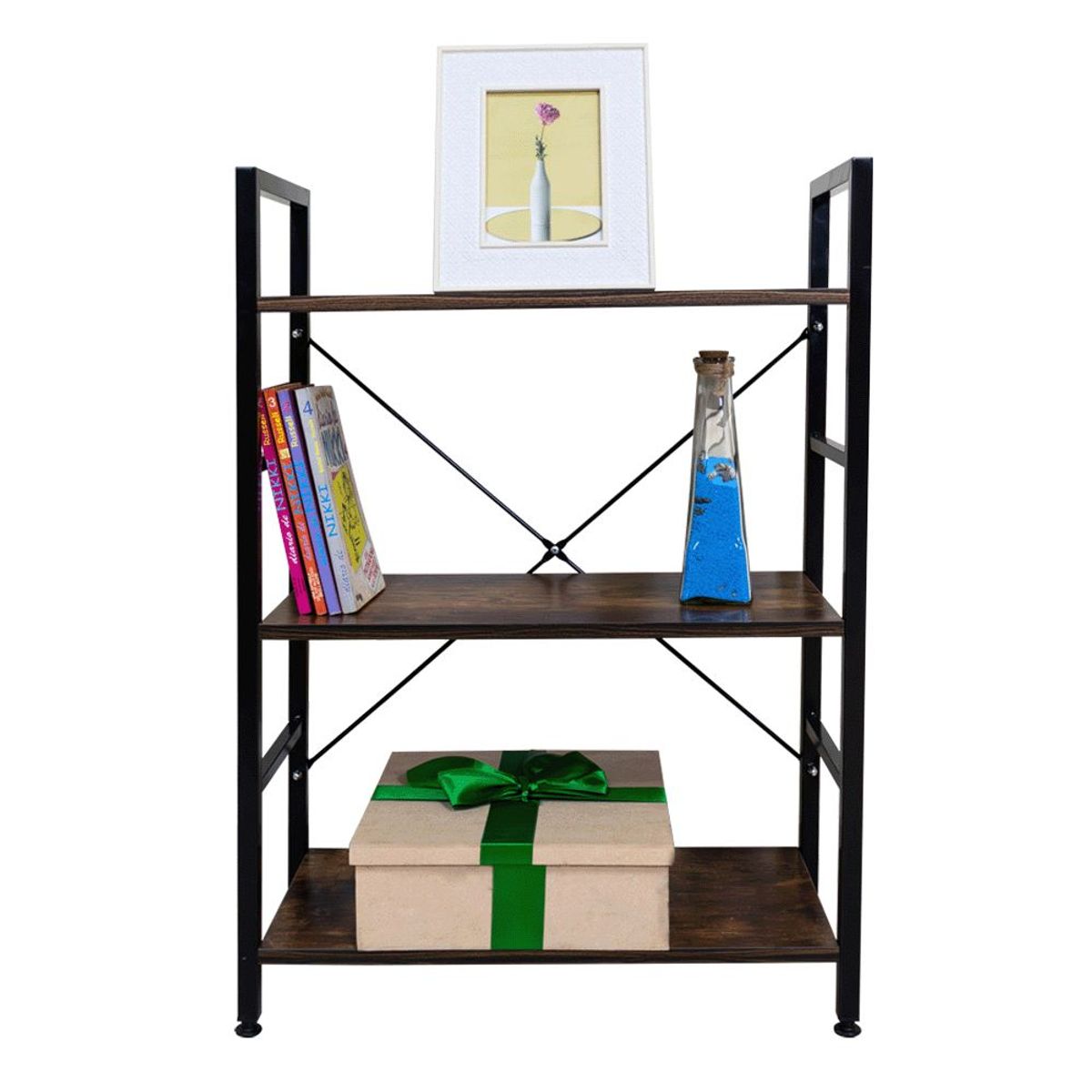 INIUS - Estante Inius Leesi Madera y Metal con 3 Divisiones