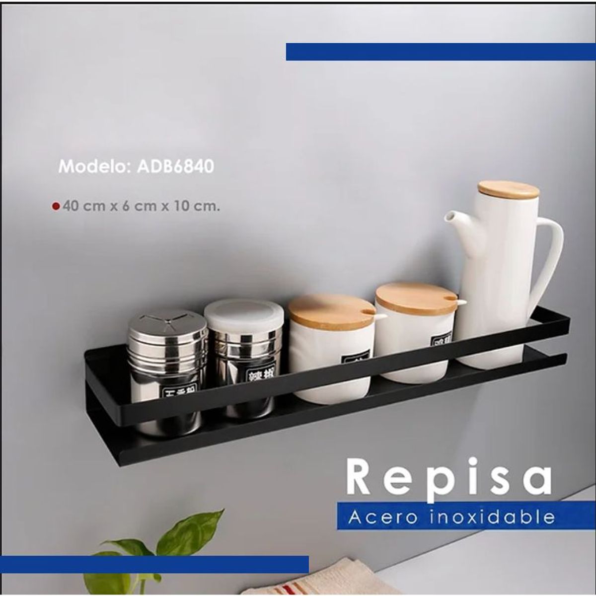 GENERICO - Repisa de Acero Negro 40 cm