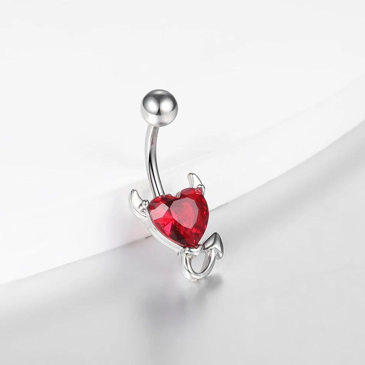 GENERICO - Piercing para ombligo corazón diablito rojo