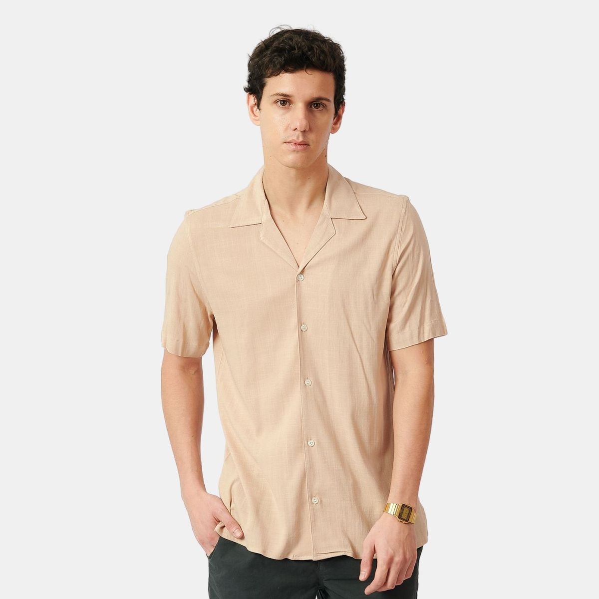 SAN COSME - Camisa Lino Hombre Beige