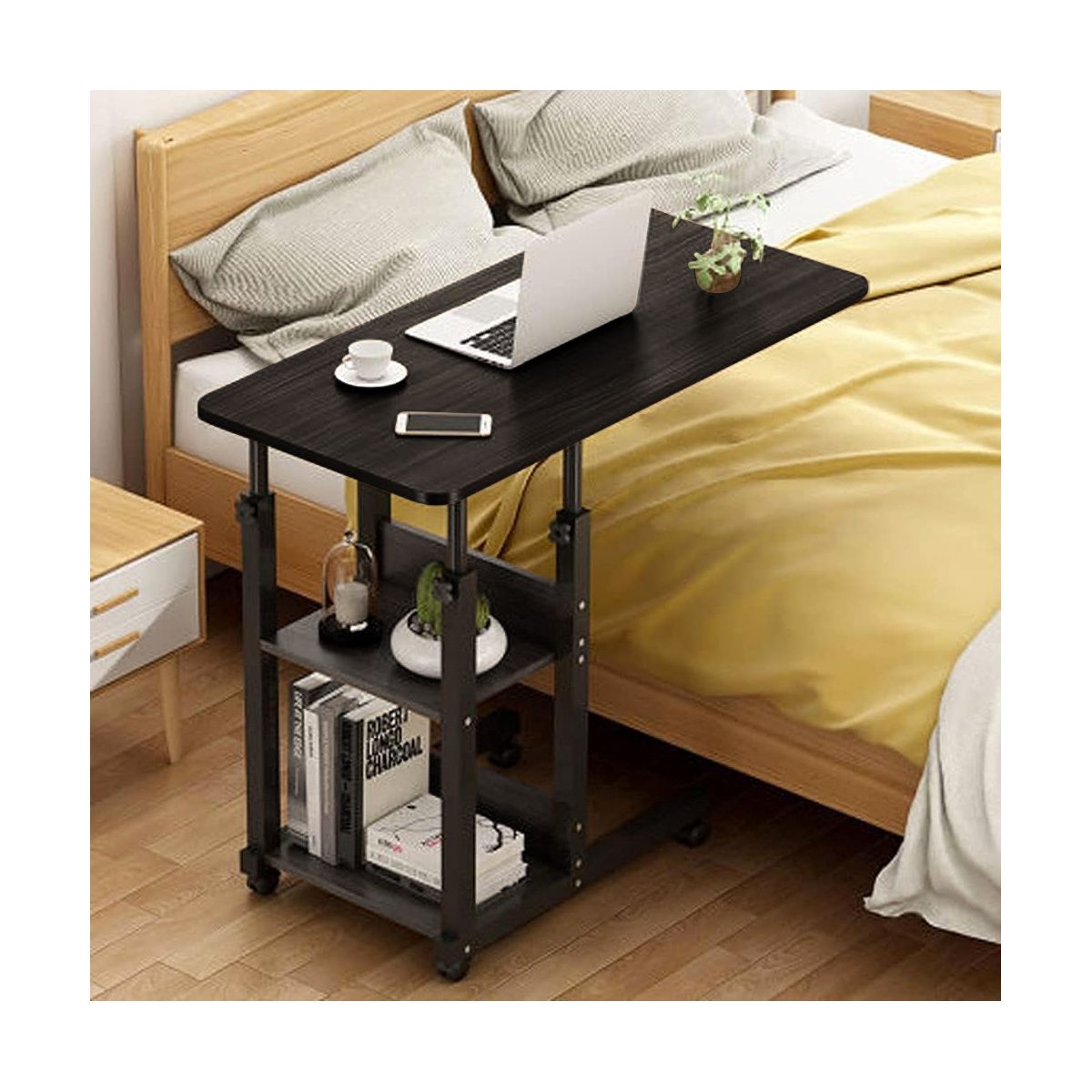 GENERICO - Mesa Escritorio Para Laptop Con Ruedas Portátil Ajustable Negra