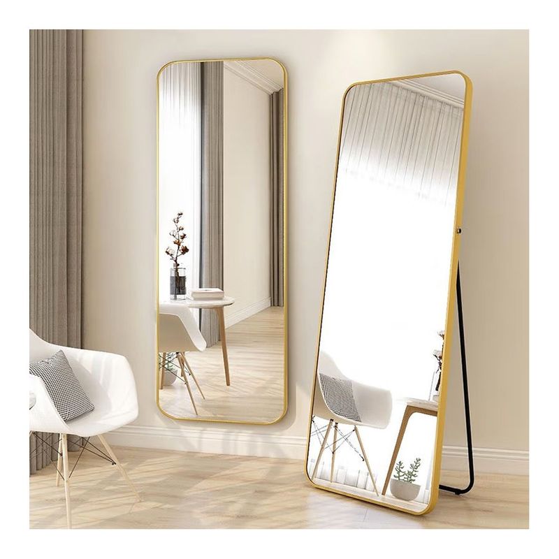 GRETAIL - Espejo Rectangular Dorado Con Parante Para Dormitorio Hogar Sala 150