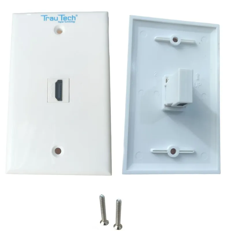 GENERICO - PLACA ABS HDMI FACEPLATE EMPALME HDMI HEMBRA 90 GRADOS 1 PUESTO 1080P