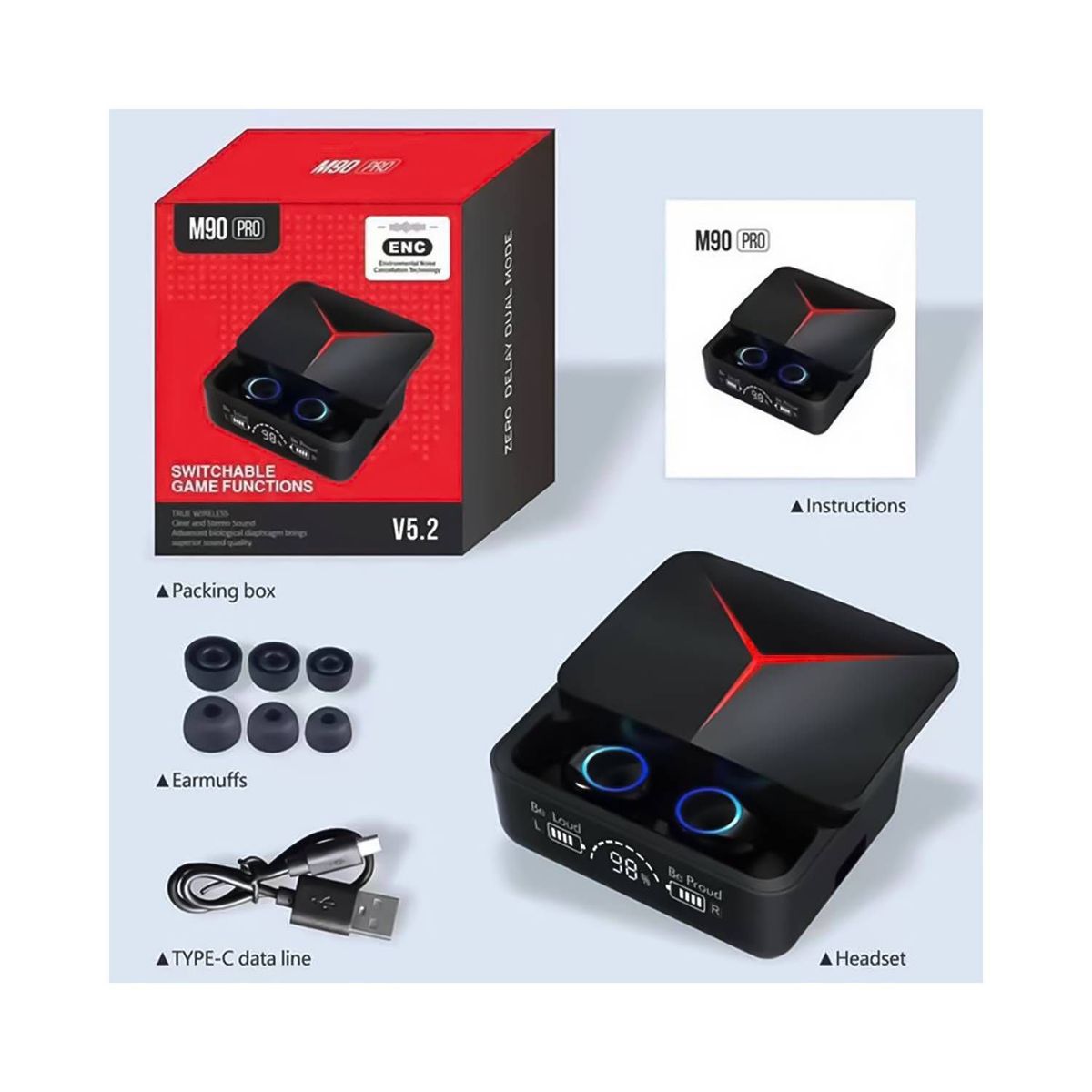 GENERICO - Handsfree Bluetooth M90 Pro Gamer