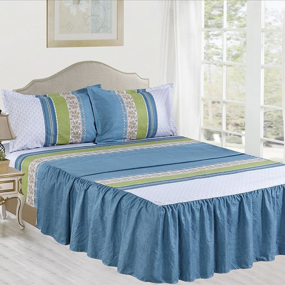 CASATEX - Set de Sabanas Con Blonda de 4 Piezas Queen