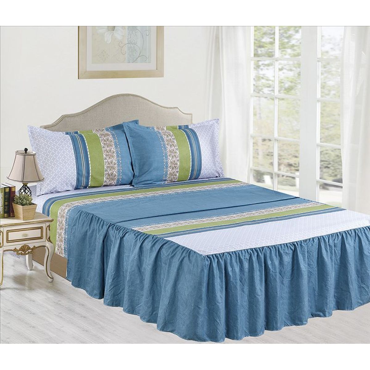 CASATEX - Set de Sabanas Con Blonda de 4 Piezas Queen