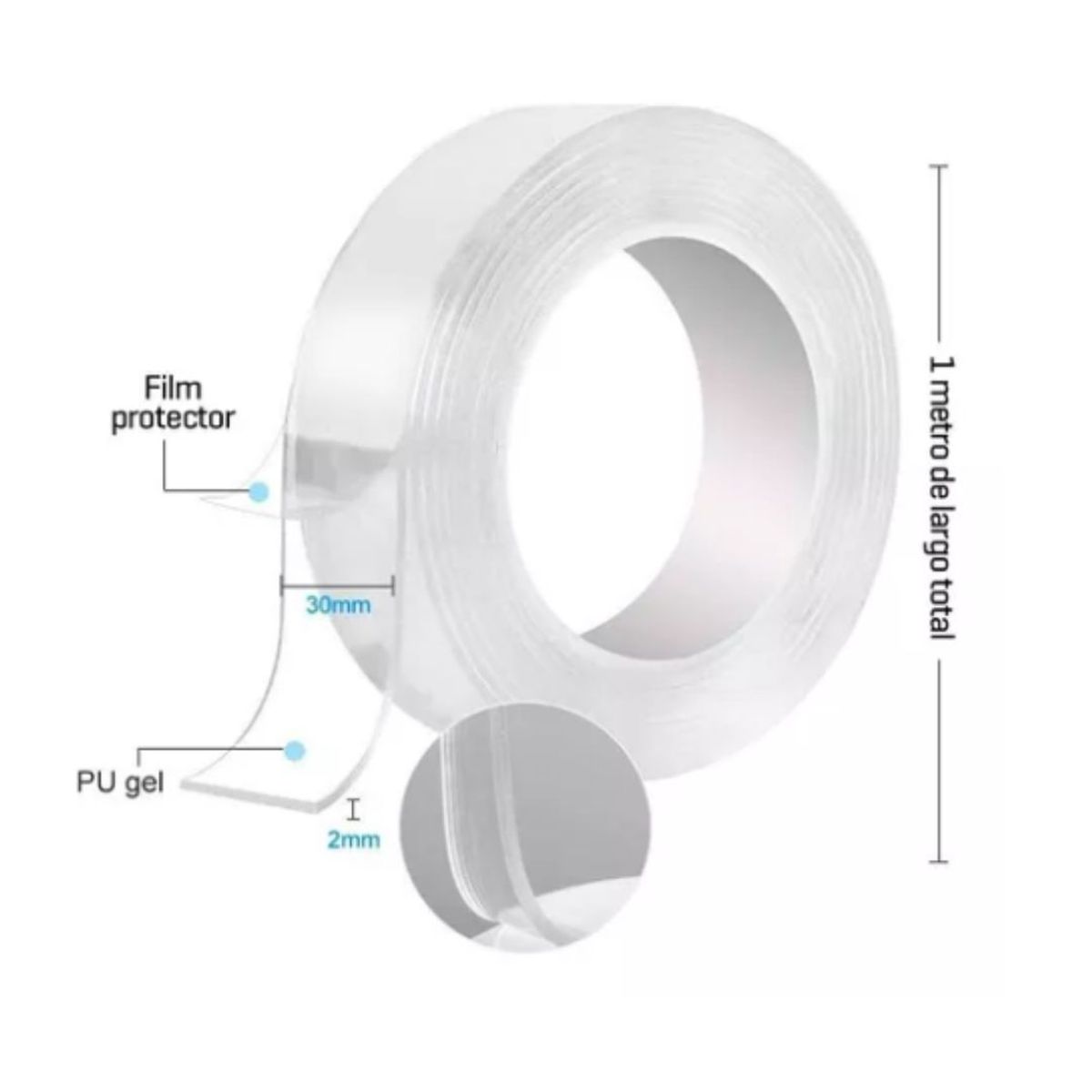 GENERICO - Cinta Mágica De 3mt Doble Cara Pega Todo Super Adhesiva