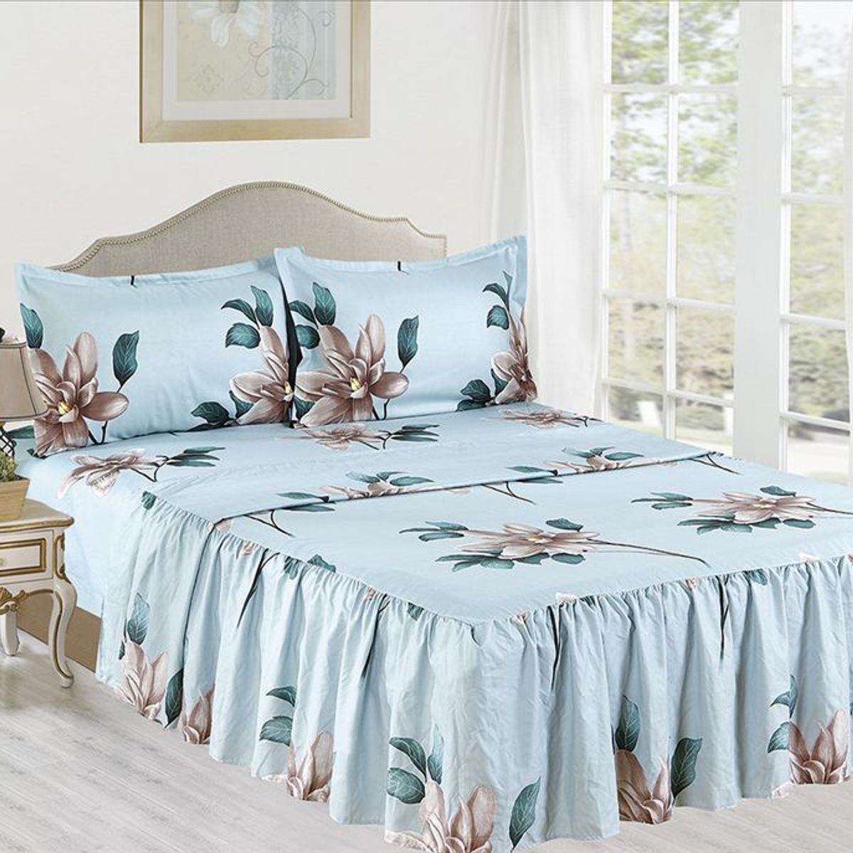 CASATEX - Set de Sabanas Con Blonda de 4 Piezas Queen