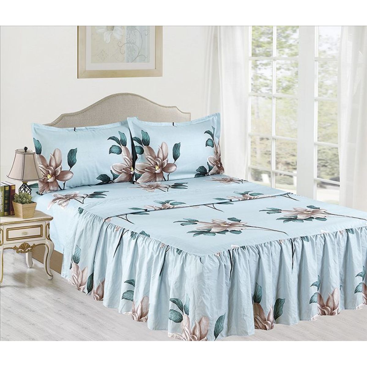 CASATEX - Set de Sabanas Con Blonda de 4 Piezas Queen