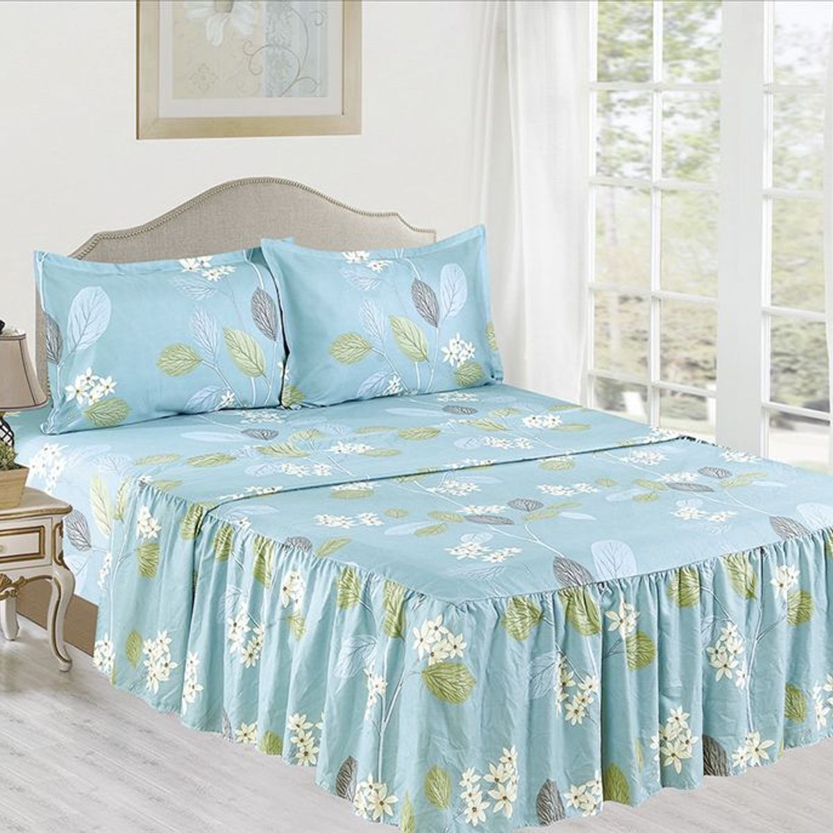 CASATEX - Set de Sabanas Con Blonda de 4 Piezas Queen