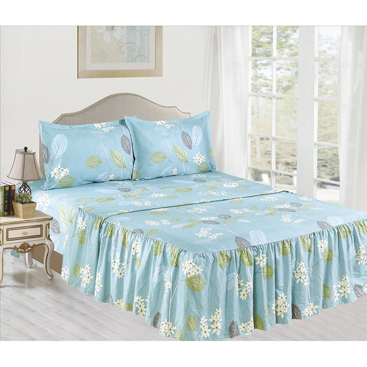 CASATEX - Set de Sabanas Con Blonda de 4 Piezas Queen