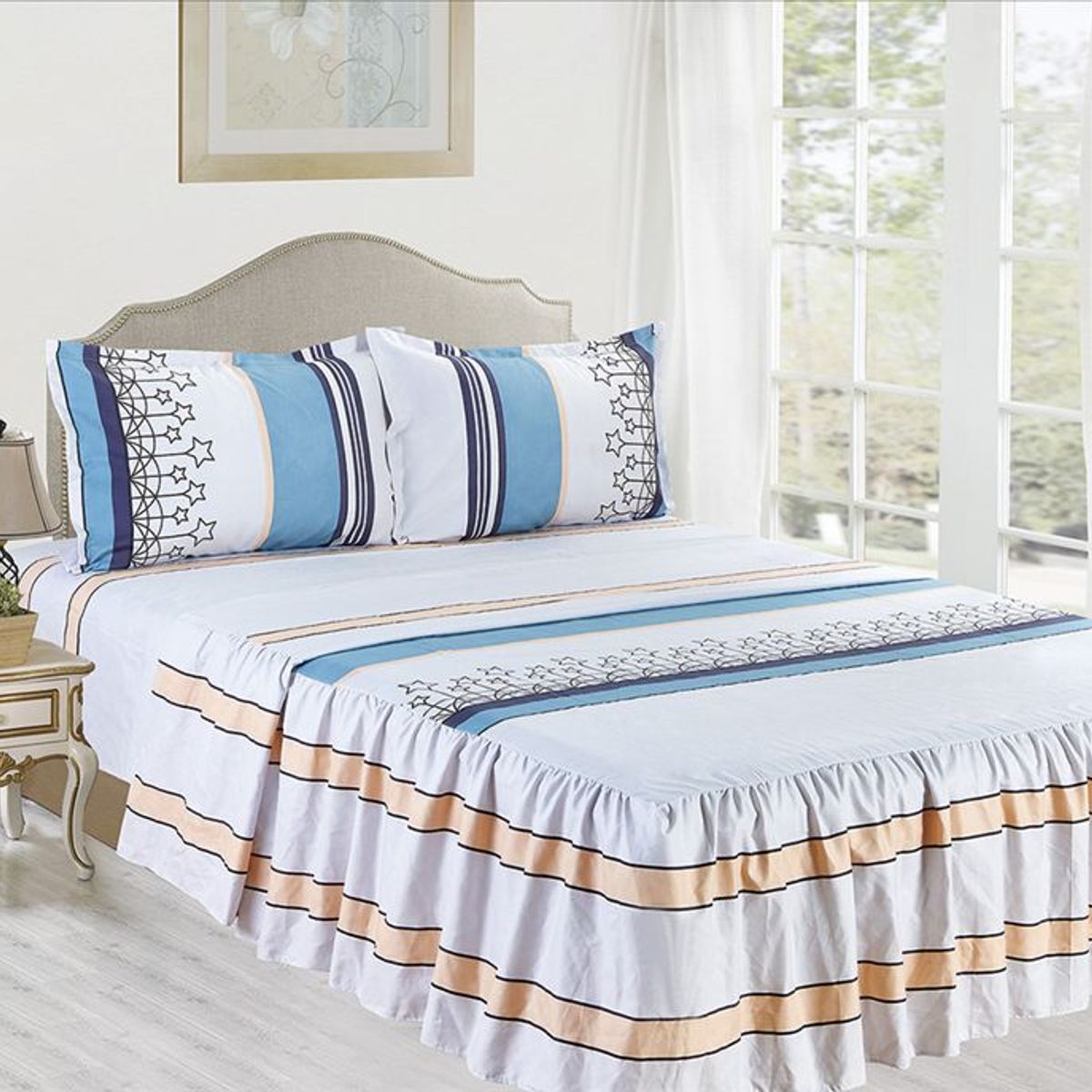 CASATEX - Set de Sabanas Con Blonda de 4 Piezas Queen